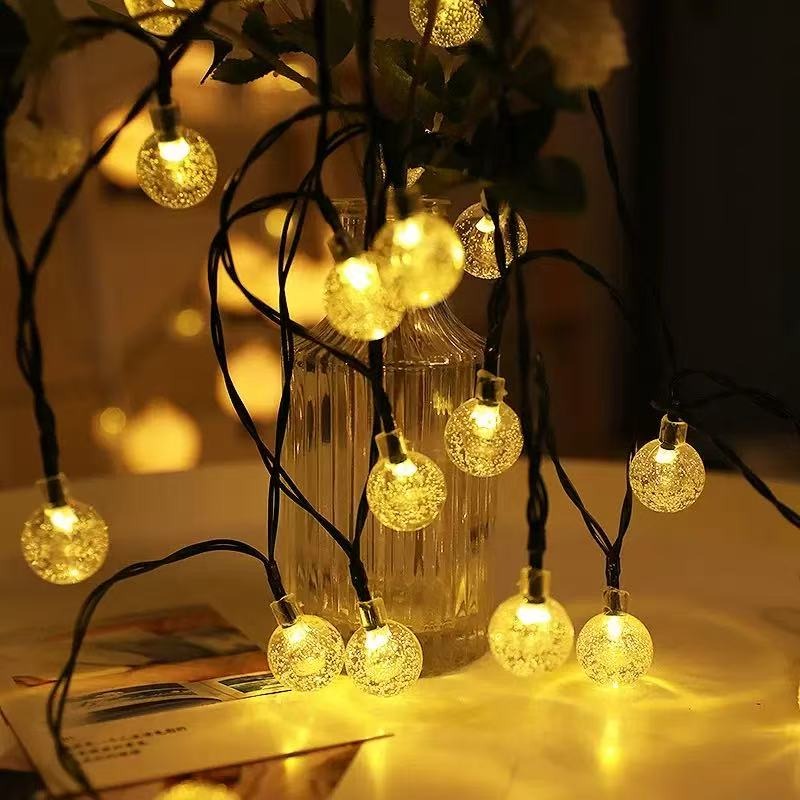 Black/White Wire 30 LED Bubble Globe String Lights Holiday Decor