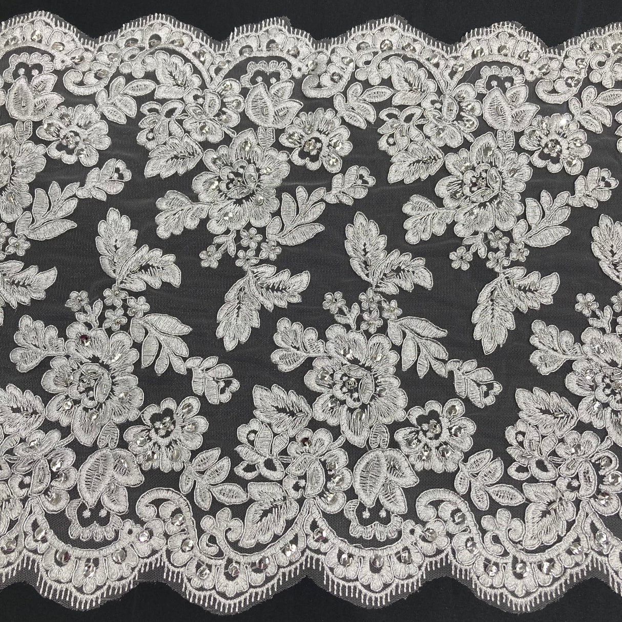 Beaded Corded Lace Trim 14.5" Double Sided