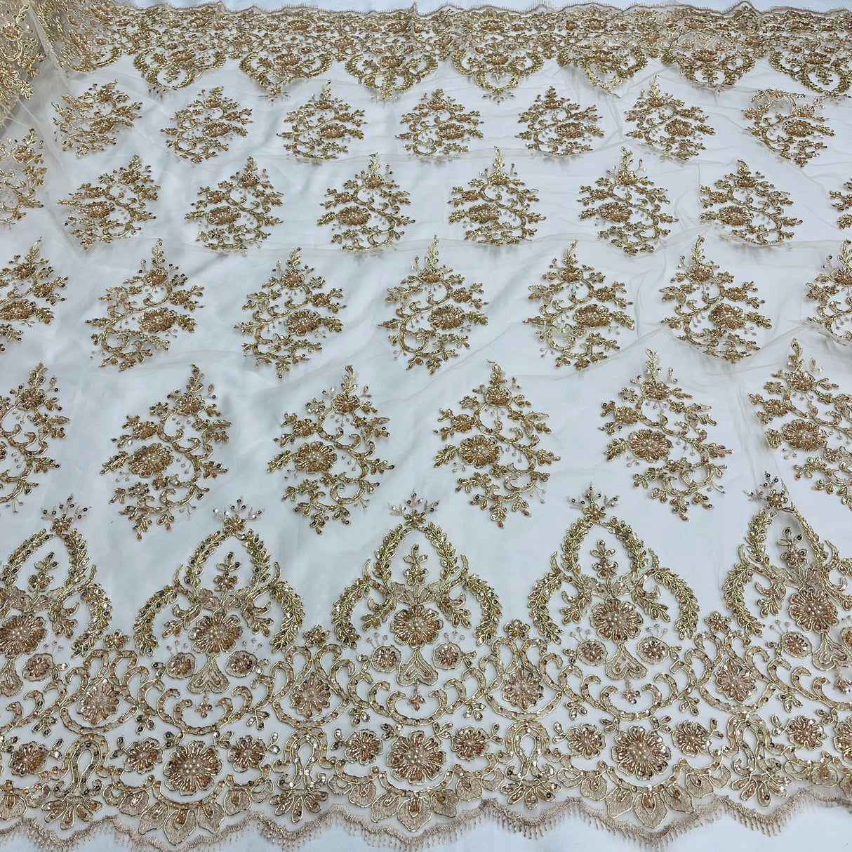 Beaded Corded Bridal Lace Mesh