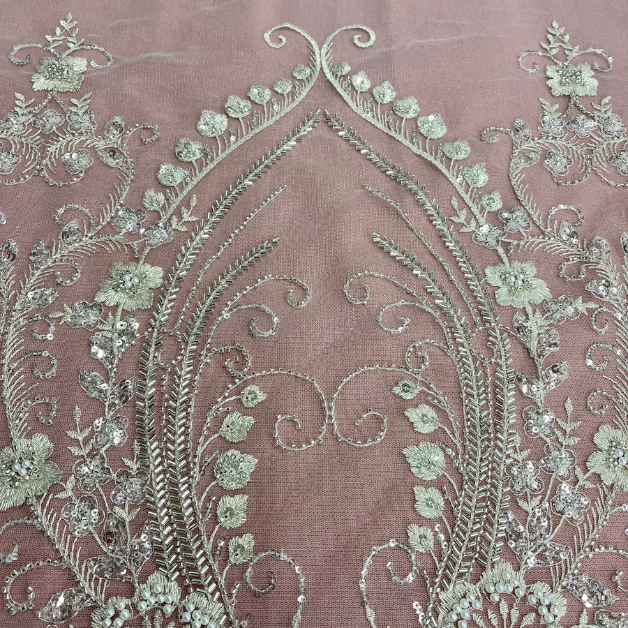 1 Yard Sequin Embroidered Tulle Fabric, Gold, Silver, and Rose Gold