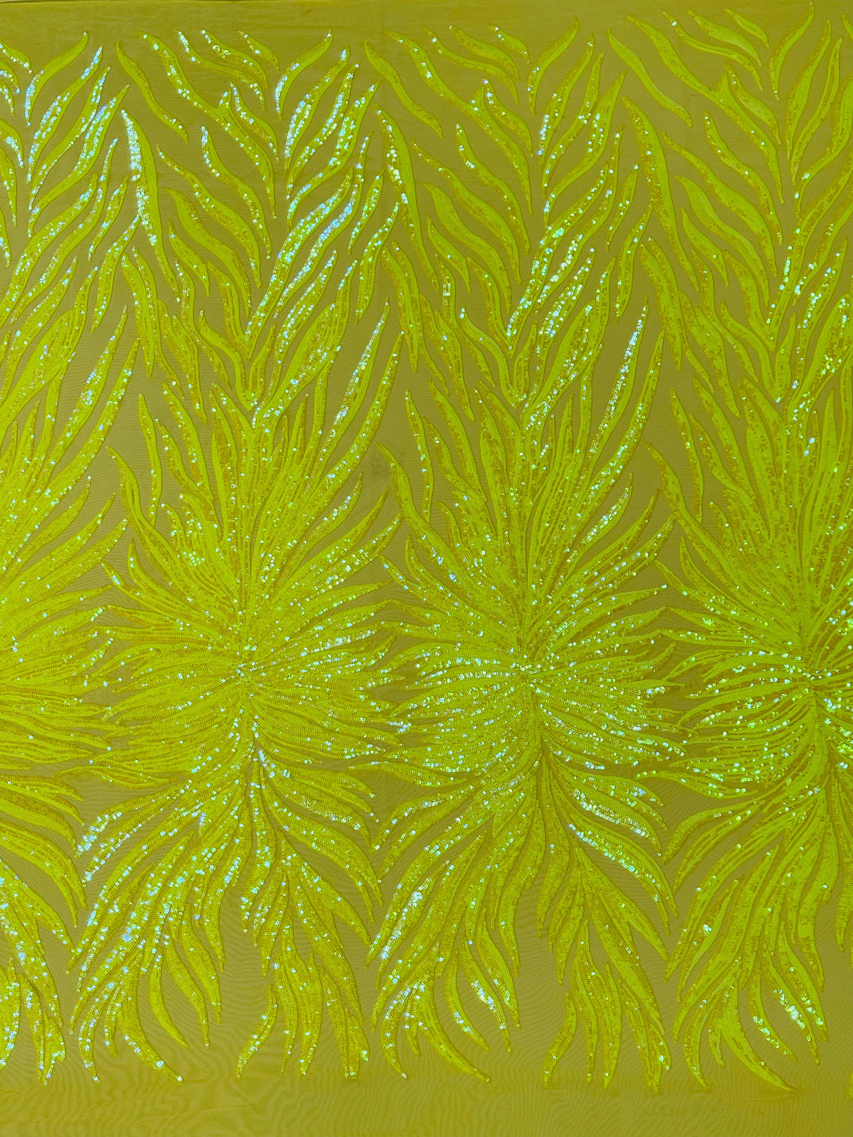 Phoenix Sequin Feather Polyester Fabric - Iridescent Flame Design, 54" Width (1 Yard)