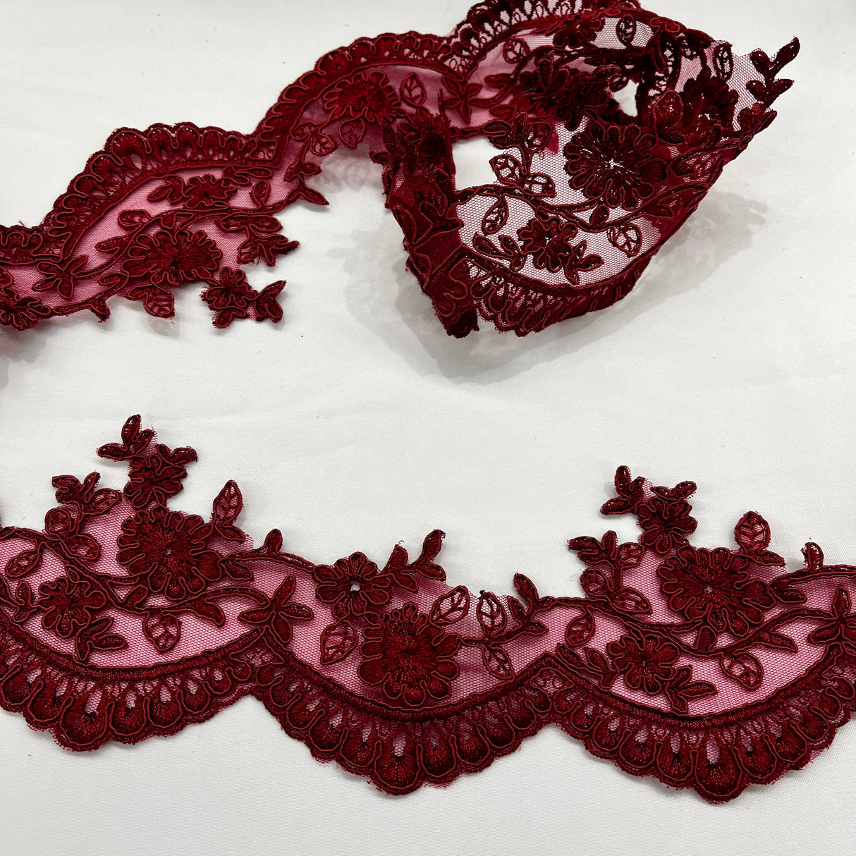 Corded Lace Trimming 3.75" Embroidered Mesh