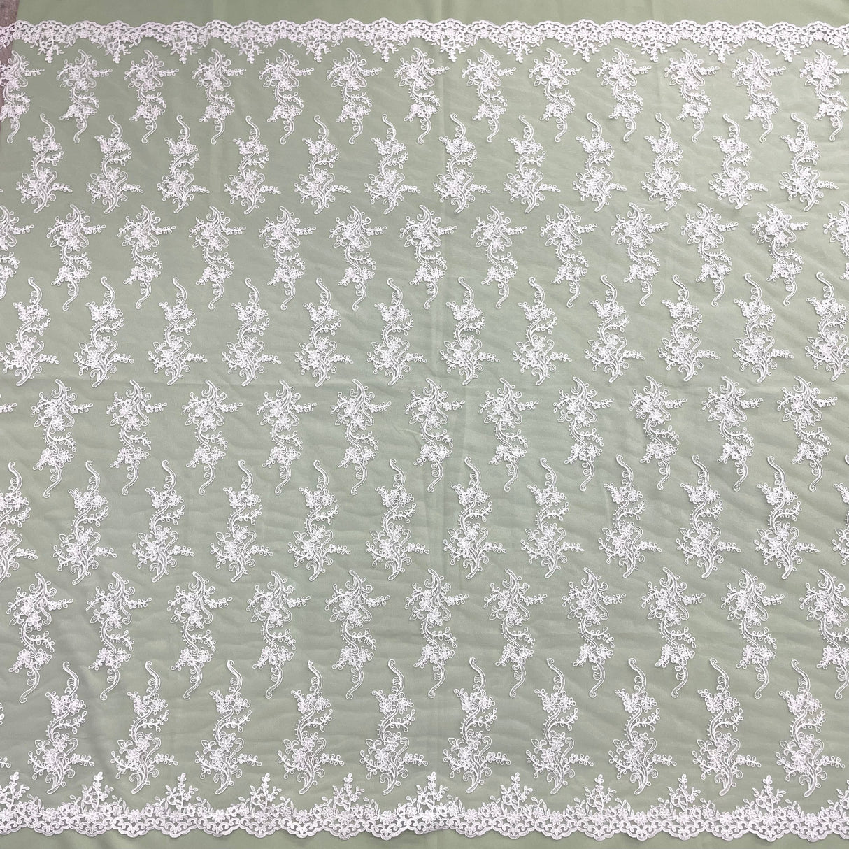 Corded Bridal Lace Fabric - Embroidered Polyester Net Mesh, Approximately 54" Width (1 Yard)