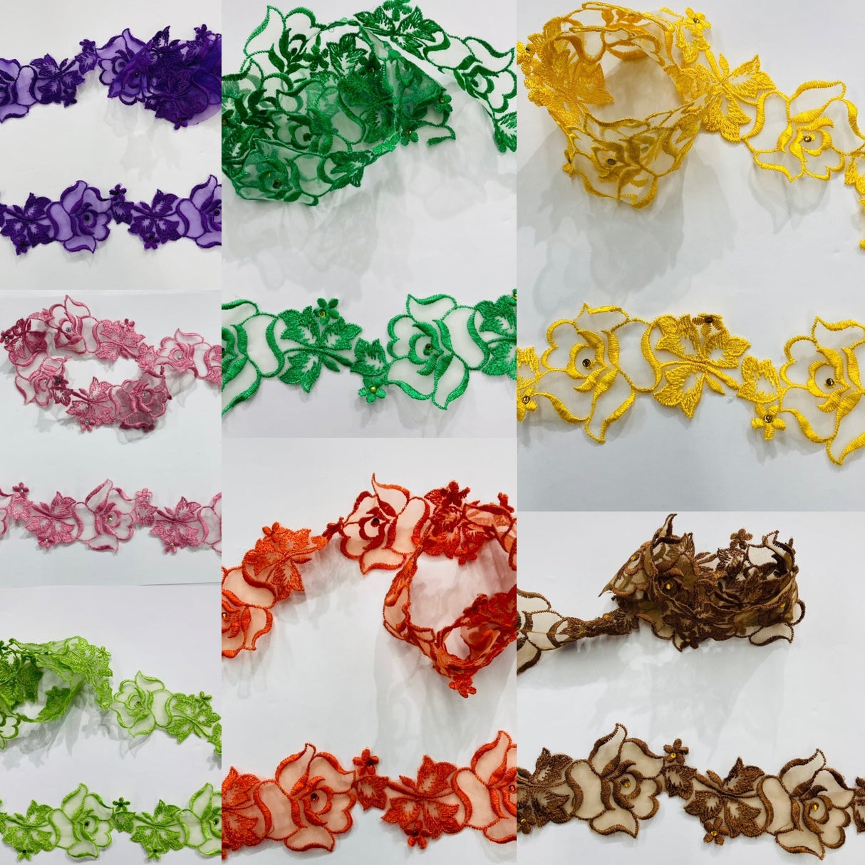 Beaded Lace Trimming 100% Polyester Organza 2"