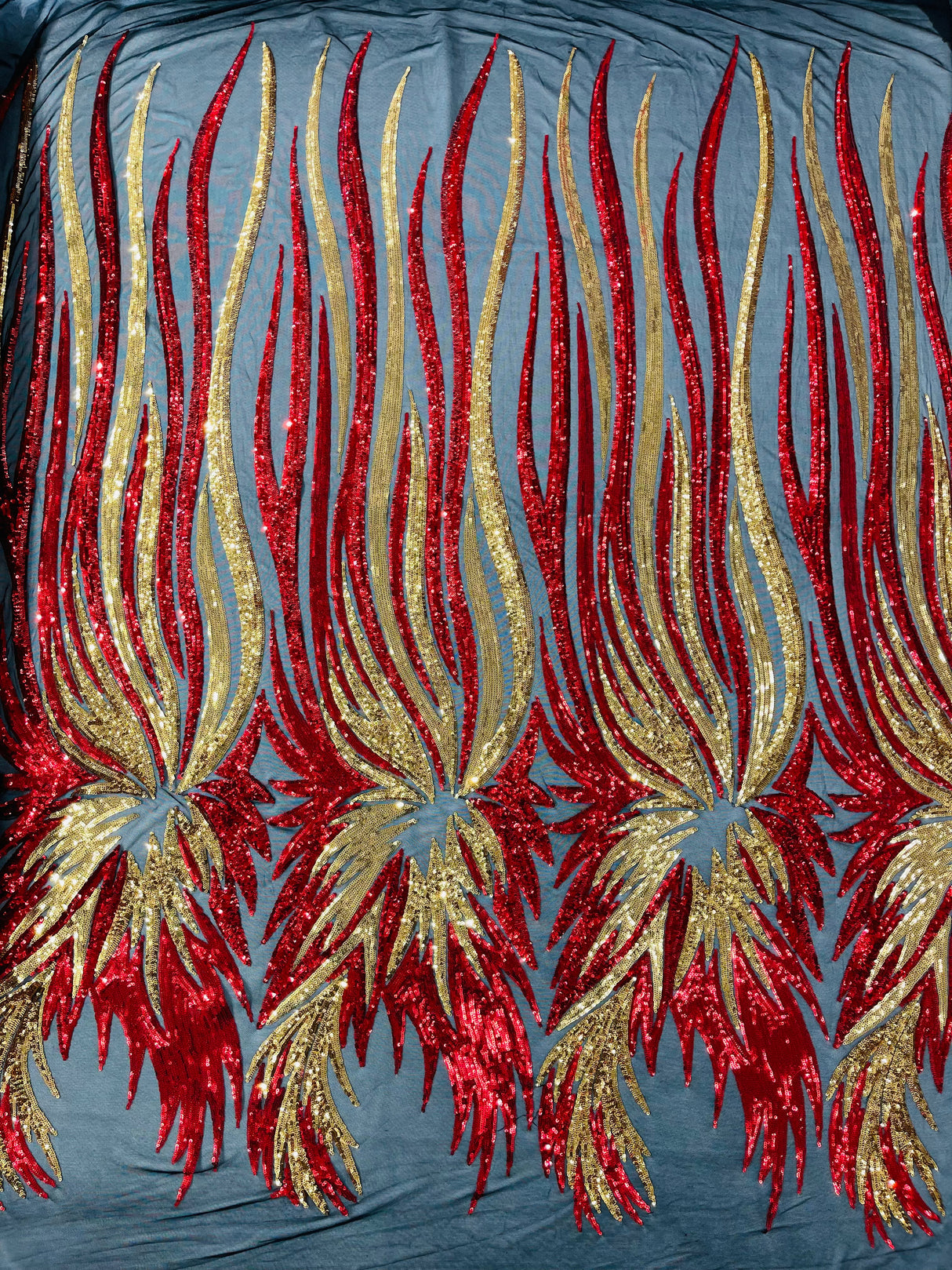 Wing Sequin Polyester Fabric - Angel Wing Sequin Mesh, 54" Width (1 Yard)