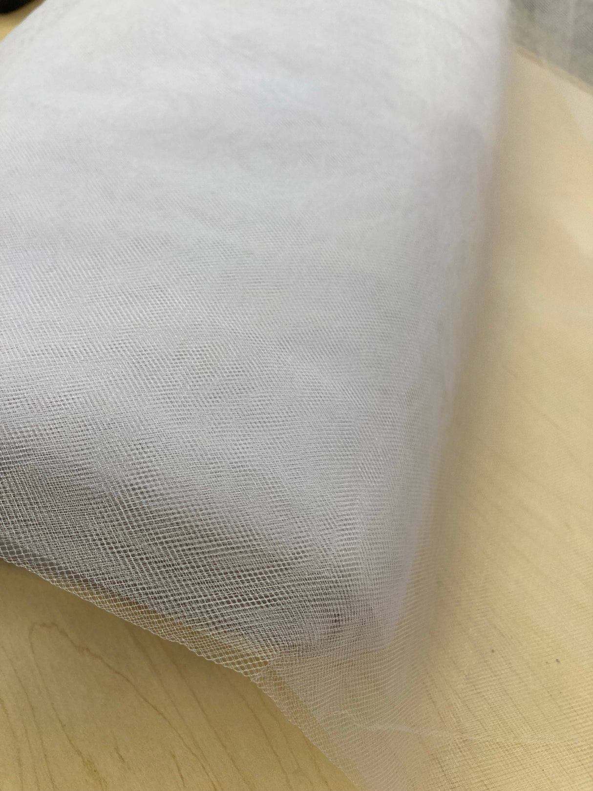 Illusion Tulle Mesh Polyester Fabric - White, Wrinkled Texture, 108" Width (1 Yard)
