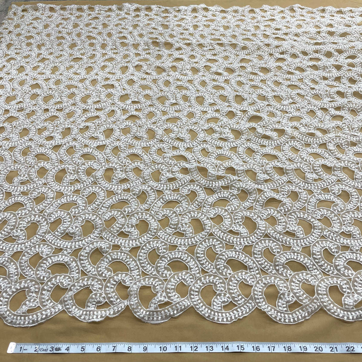 Beaded Lace Fabric White Organza