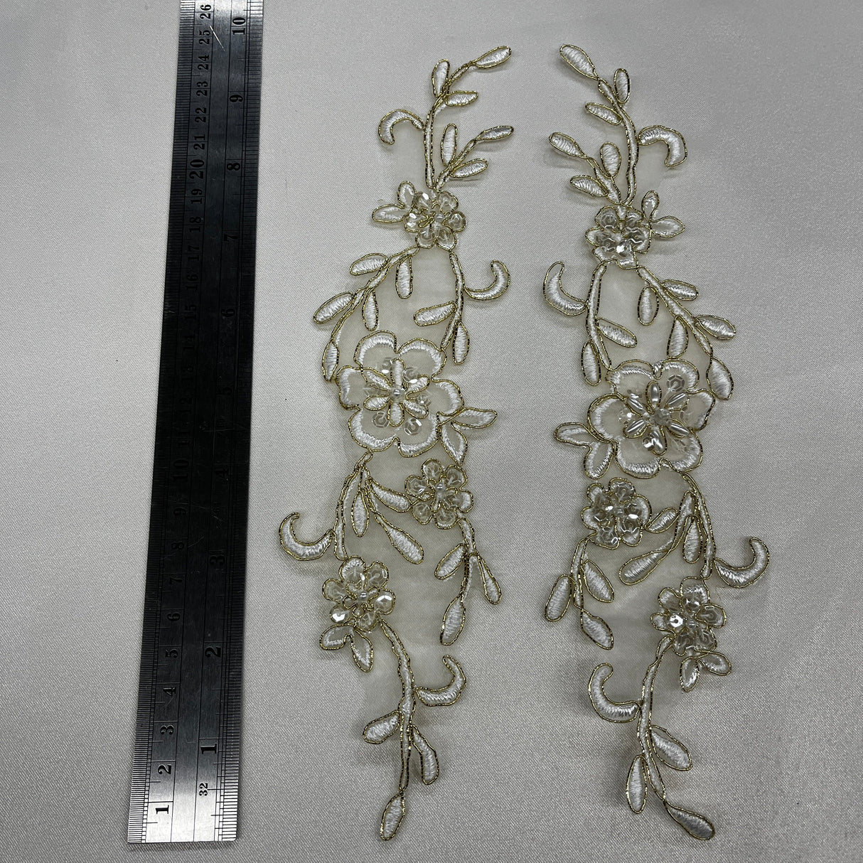 Beaded Corded Lace Applique