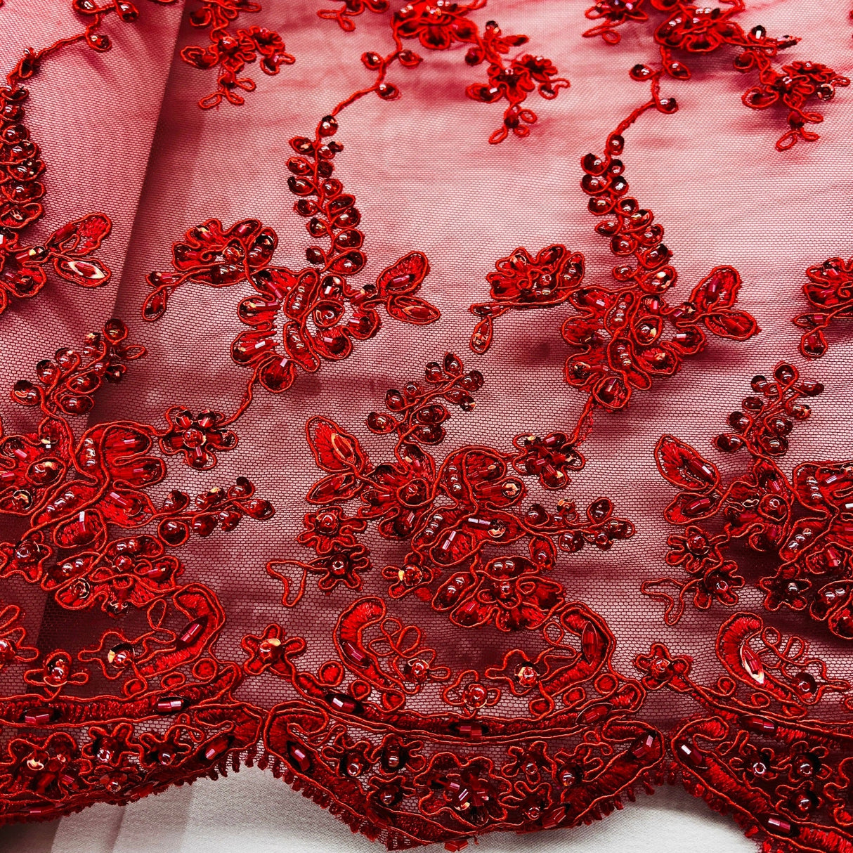 Beaded Corded Lace Fabric 54" Wide