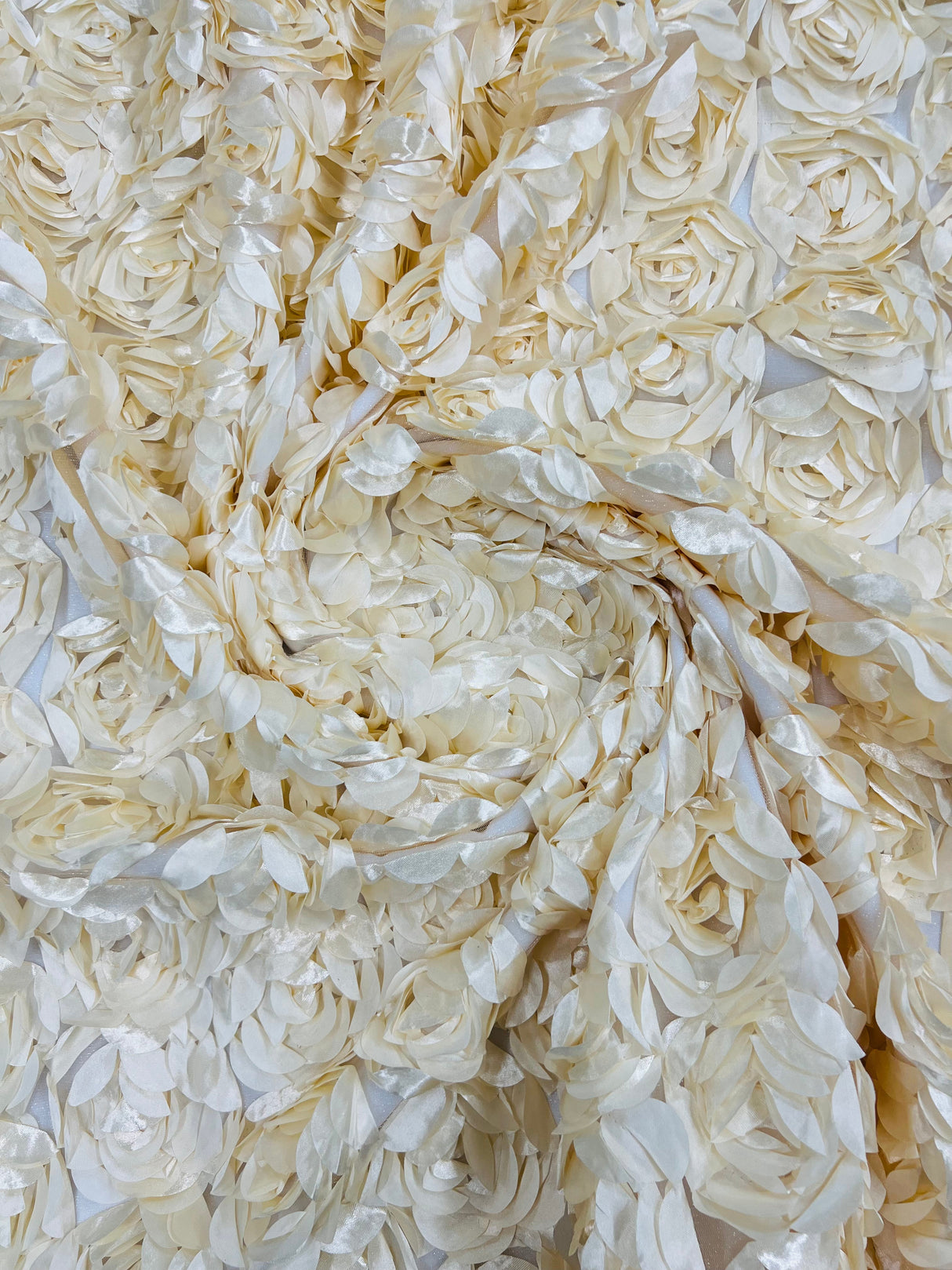 3D Roses On A Mesh Fabric - 54" Width, Color Options (1 Yard)