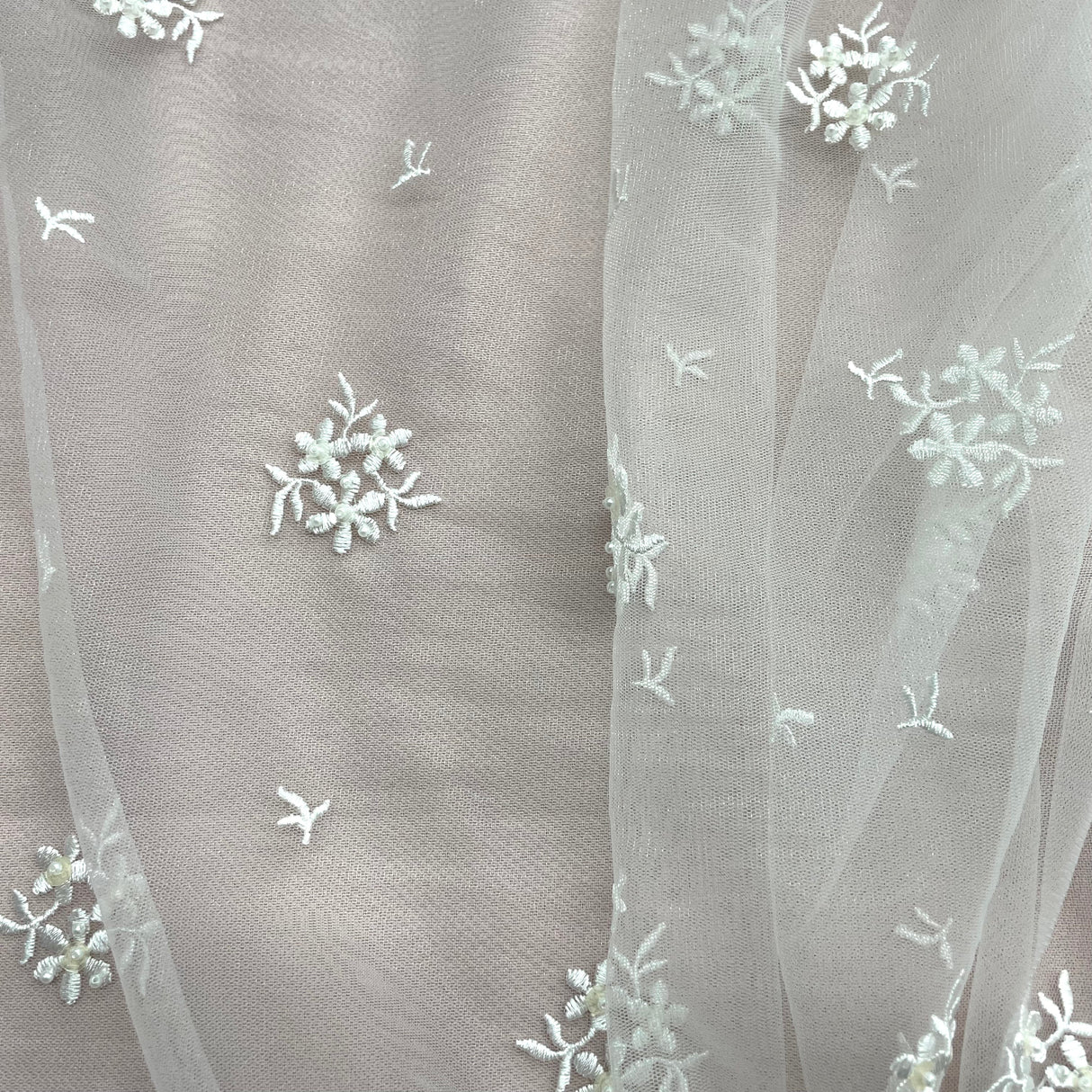 Beaded Embroidered Lace Mesh Fabric