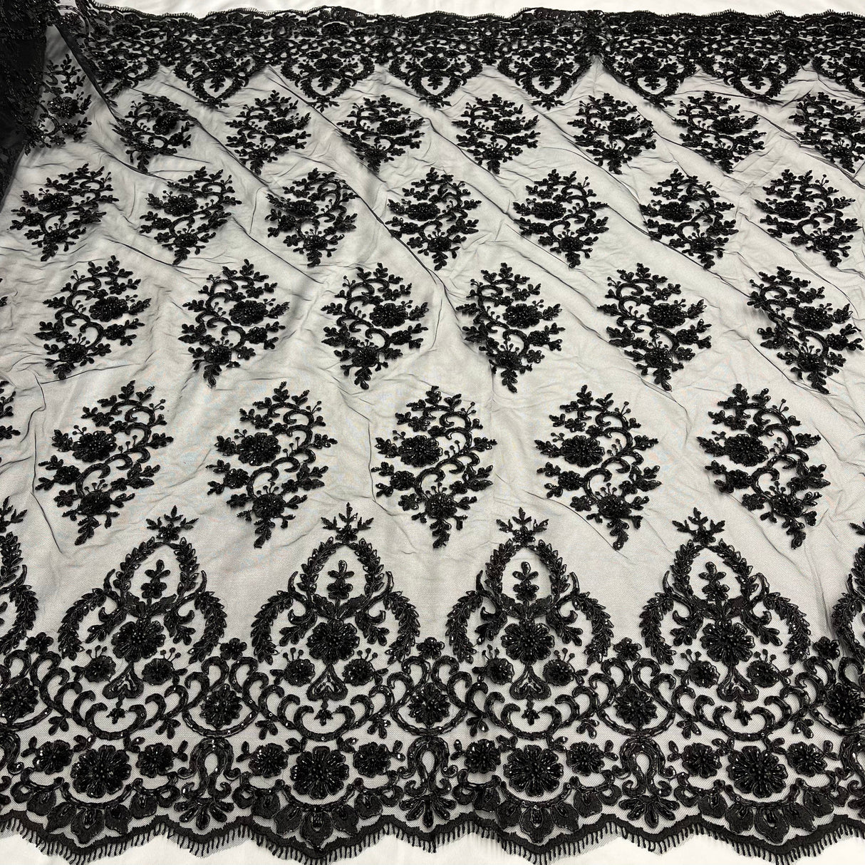 Beaded Corded Bridal Lace Fabric 53" Wide