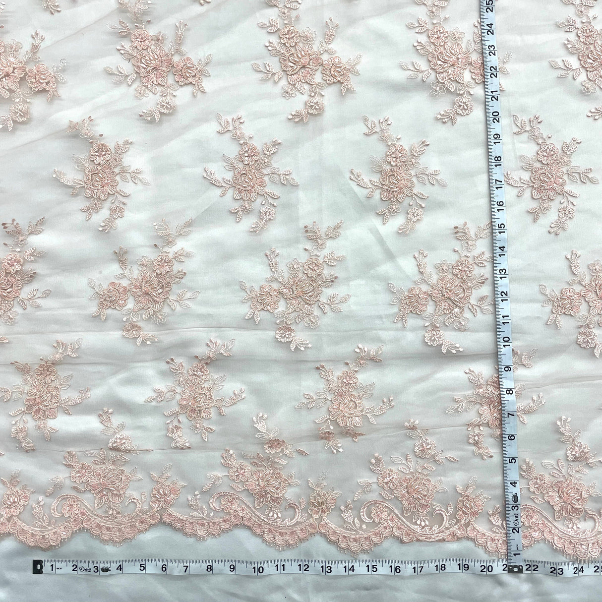 Beaded Corded Bridal Lace Mesh