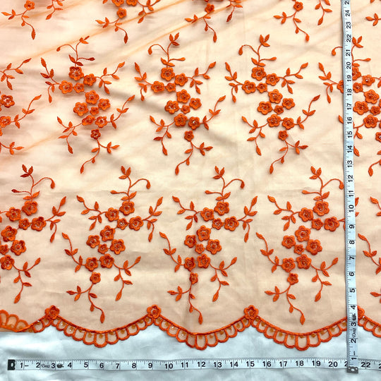 1 Yard Silver Beaded Lace Fabric Embroidered on Net Mesh for Wedding and Evening Gowns – 52"