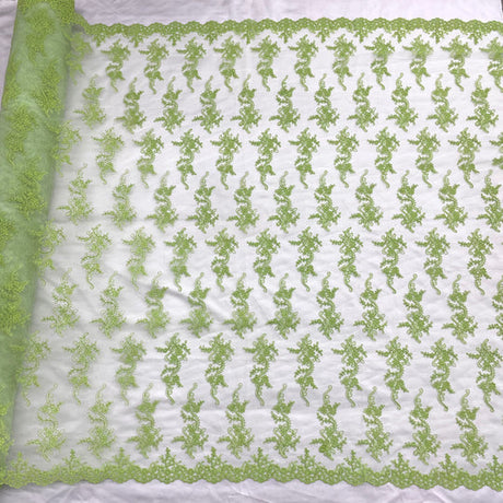 1 Yard Corded Bridal Lace Fabric Embroidered 100 Percent Polyester Net Mesh 54 inch Width