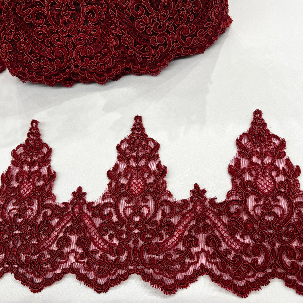 1 Yard 3D Floral Lace Trimming Embroidered on 100% Polyester Net Mesh, Elegant Decorative Lace Trim