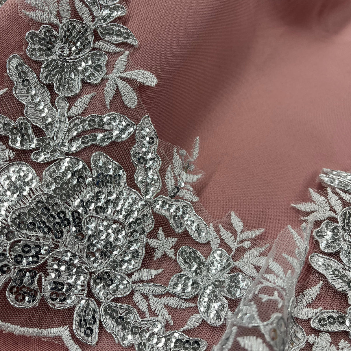 Beaded Corded Floral Lace Trim 6.5"