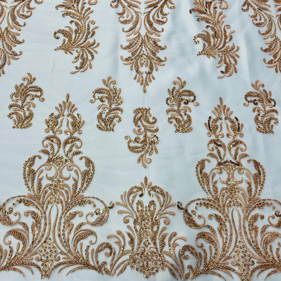 1 Yard Beaded Lace Fabric Embroidered on 100% Polyester Net Mesh