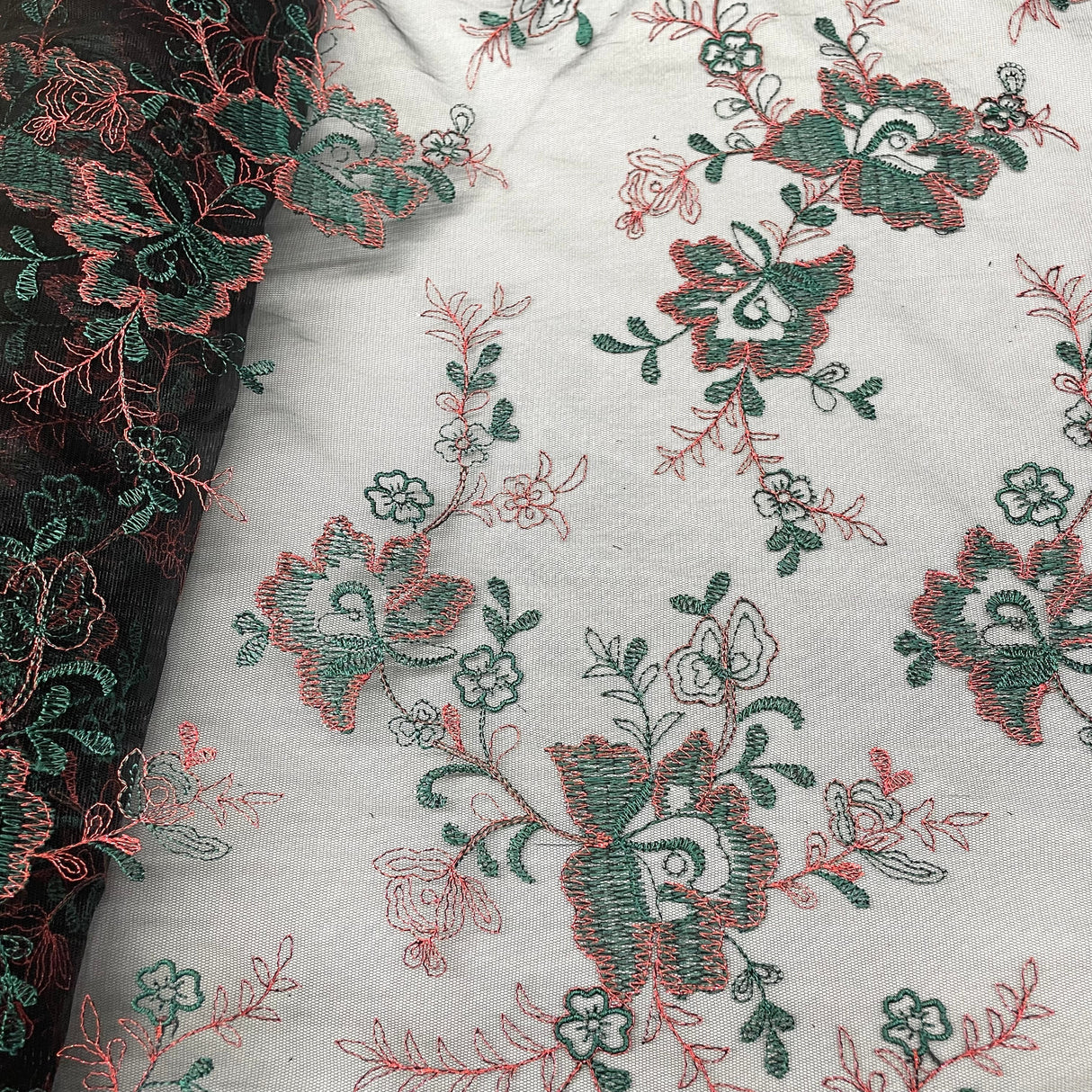 Lace USA 100 Percent Polyester Net Mesh Fabric - Embroidered Lace, 51" Width (1 Yard)