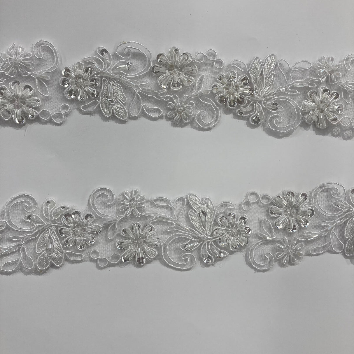 Beaded Corded Lace Trim 2"