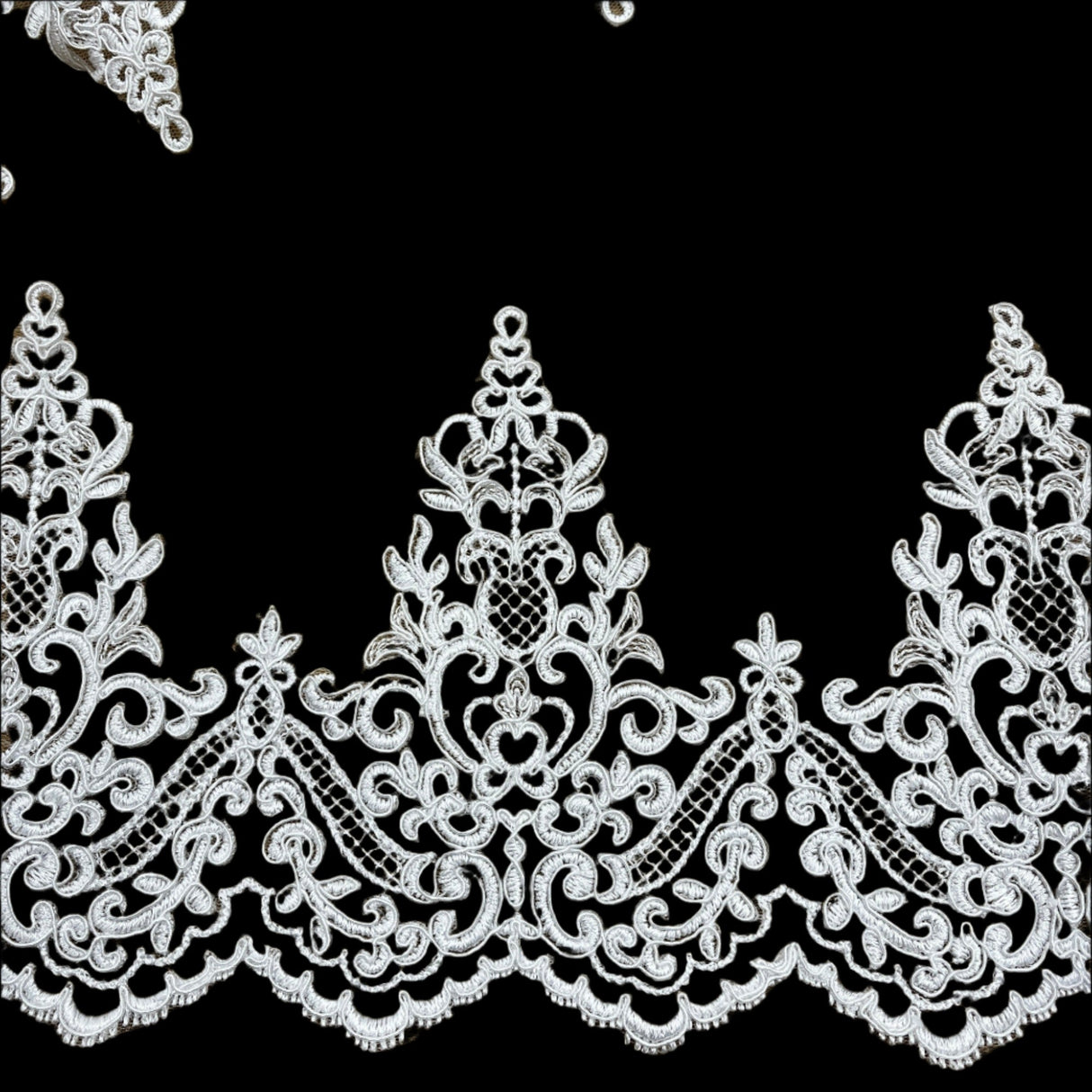 Polyester Net Mesh Corded Lace Trim 6" Wide