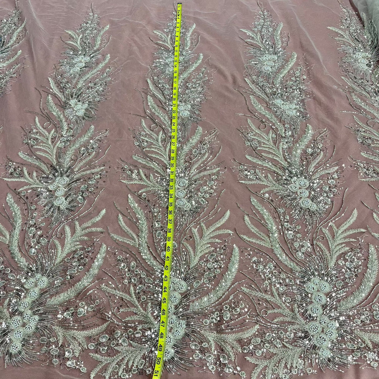 Beaded Embroidered Lace Fabric