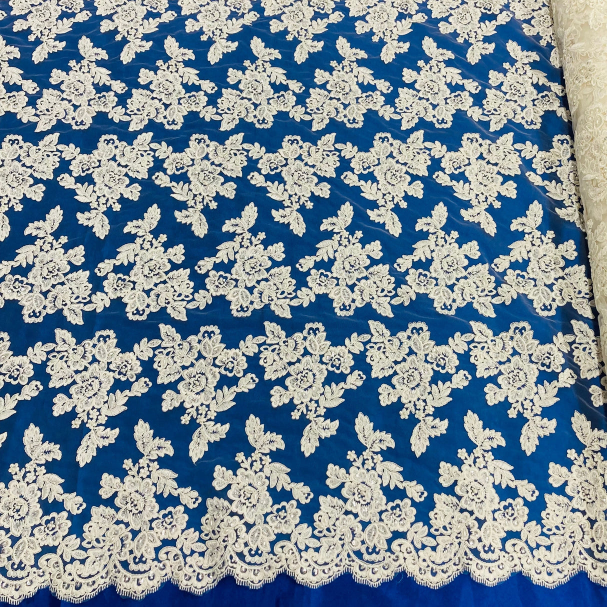 Beaded Corded Bridal Lace Fabric 50" Wide