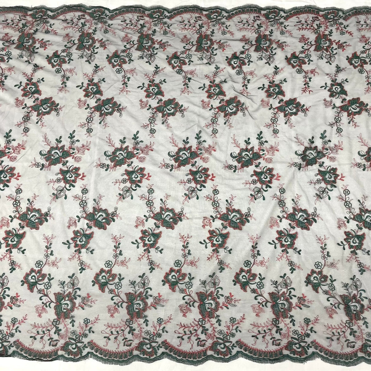 1 Yard Embroidered Lace Fabric on Polyester Net Mesh Ivory Silver for Bridal and Evening Gowns – 51"