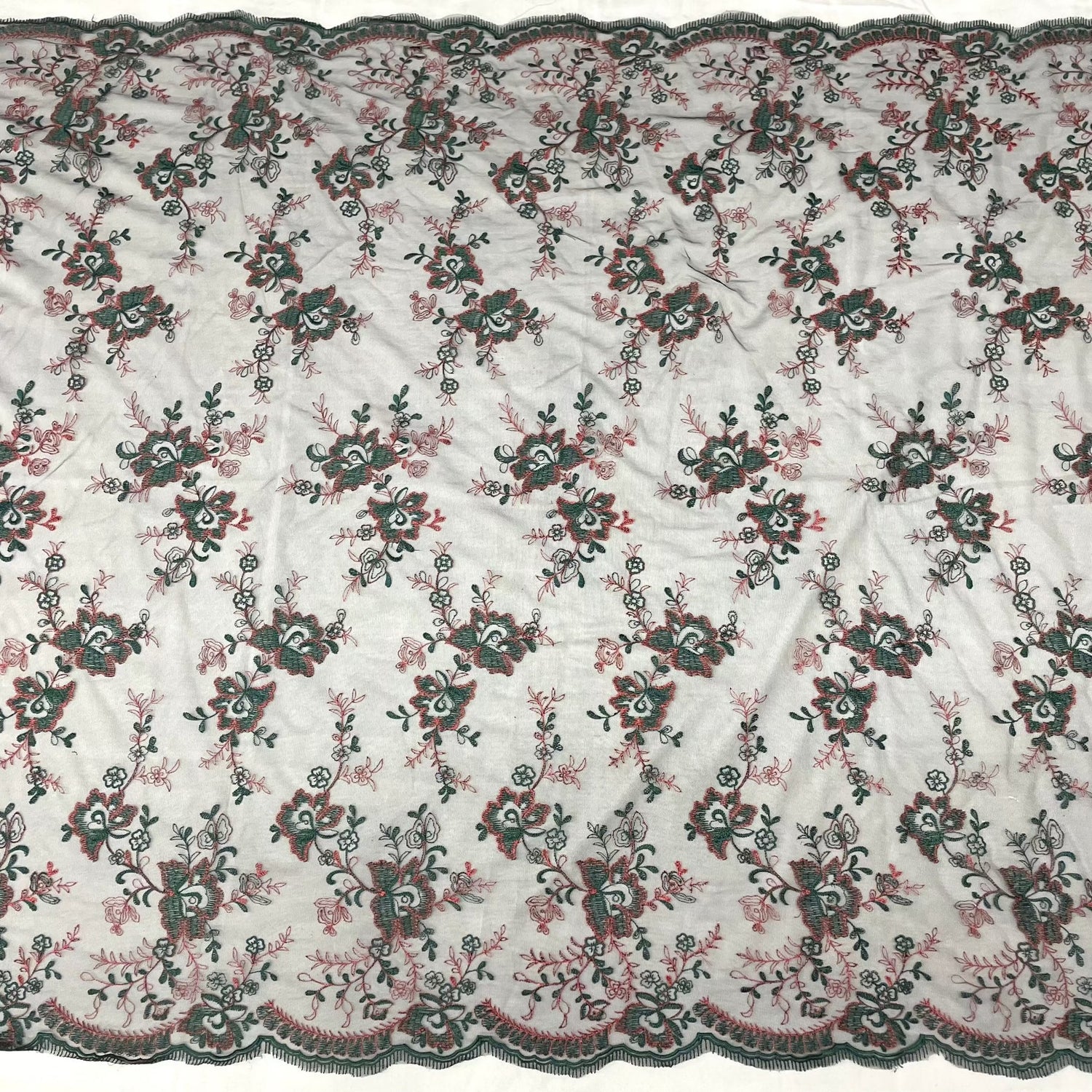 1 Yard Embroidered Lace Fabric on Polyester Net Mesh Ivory Silver for Bridal and Evening Gowns – 51"