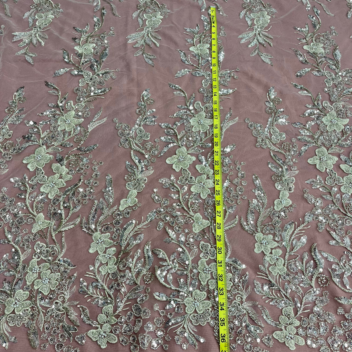 Beaded Embroidered Lace Fabric