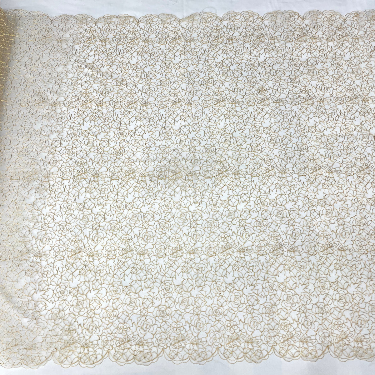 1 Yard Beaded & Corded Lace Trimming on 100% Polyester Net, Elegant Embroidered Lace Fabric