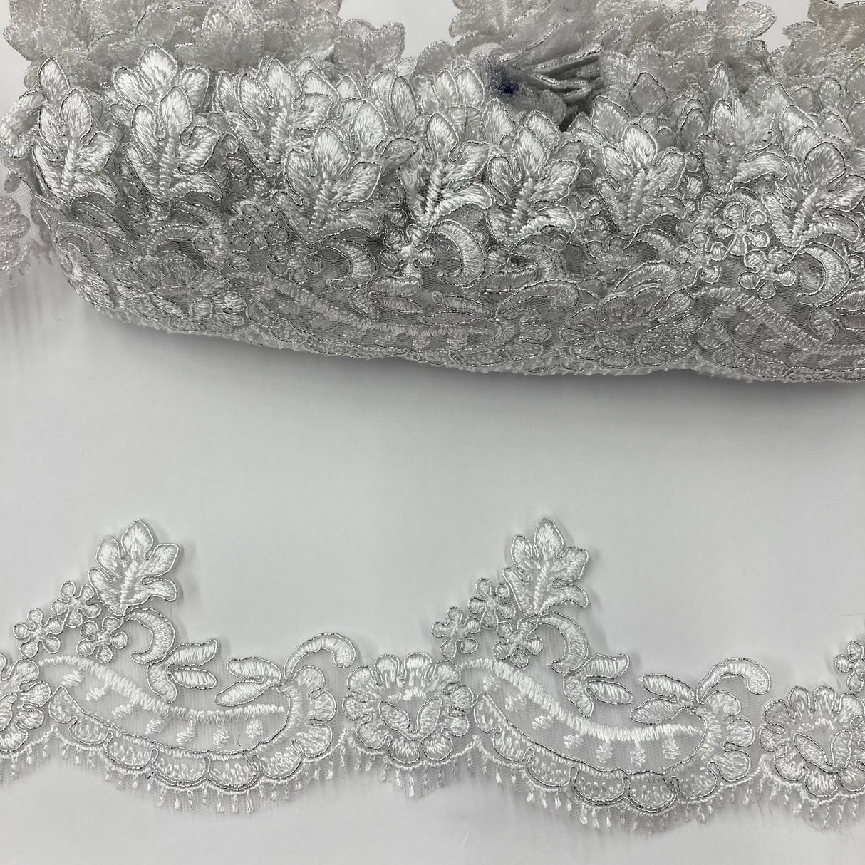 Corded Lace Trim Embroidered Net Mesh