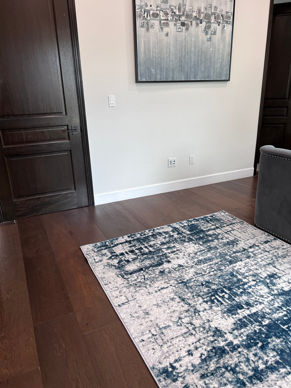 Tess 913 Blue Polyester Area Rug - Blue, Machine Made, Made In Turkey (5' 3" X 7' 4")