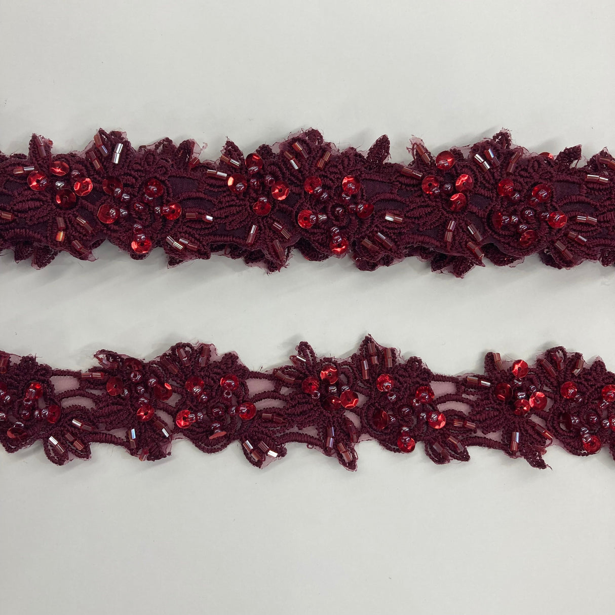 Beaded Lace Trimming on Polyester Organza