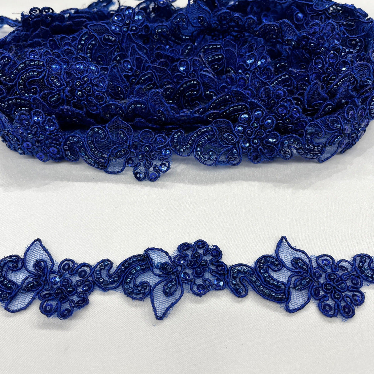 Beaded Corded Lace Trim 2" Polyester