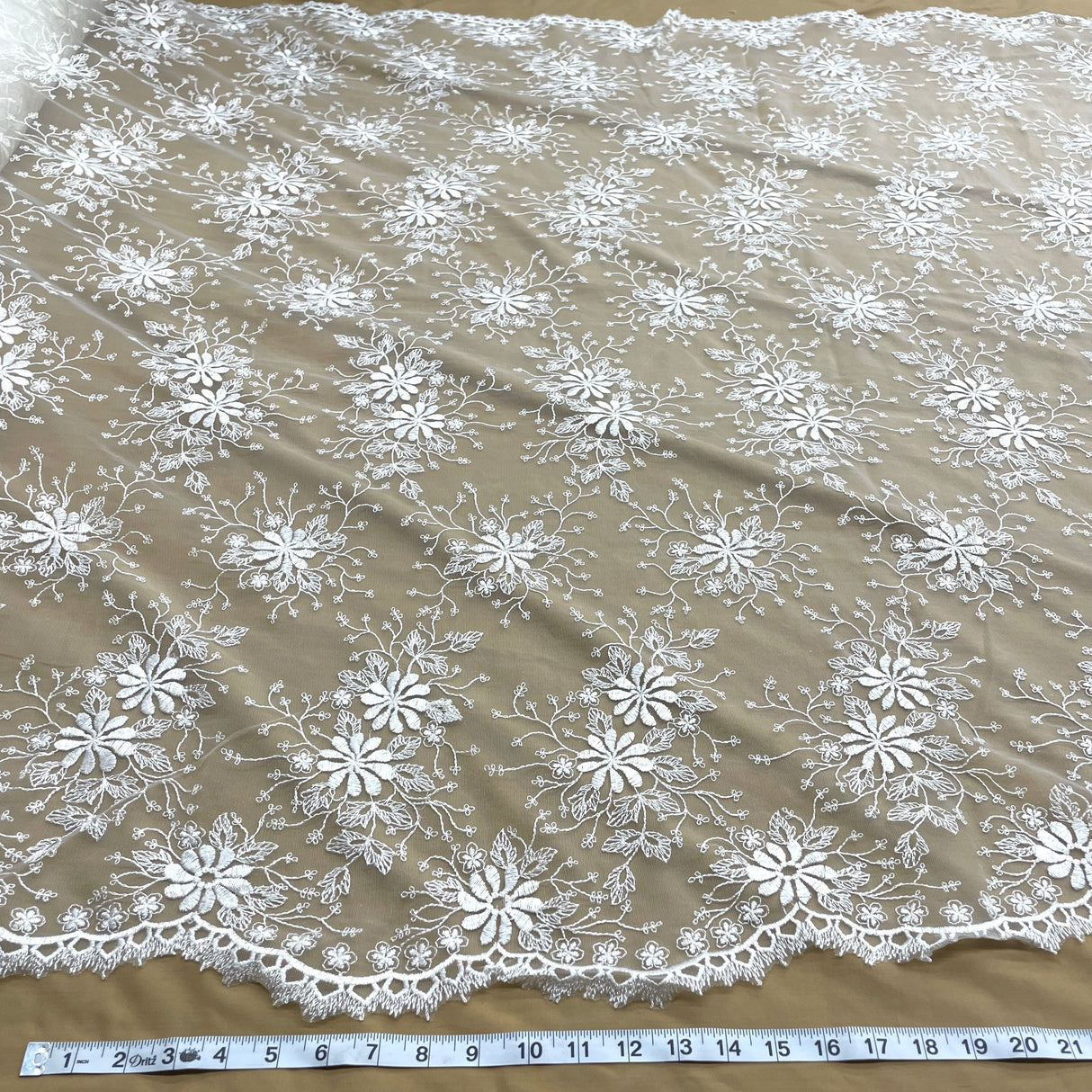 Embroidered Floral Lace Fabric 100% Polyester Net Mesh 52"