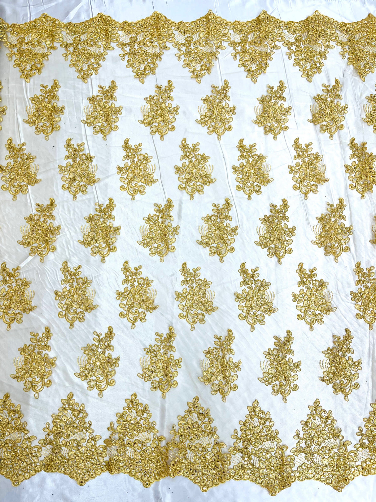 Camila Embroider Floral Damask Lace Fabric - Floral Damask, 54" Width (1 Yard)