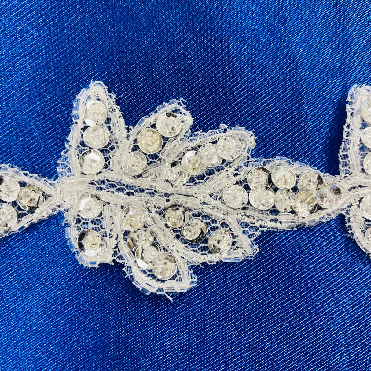 Beaded Lace Trimming on Polyester Net Mesh