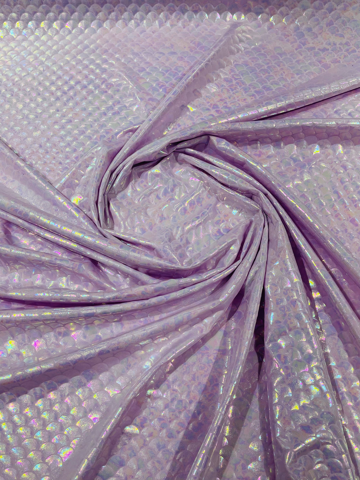 Mermaid Fish Foil Spandex Fabric - Iridescent Fish Scale Print, 58" Width (1 Yard)