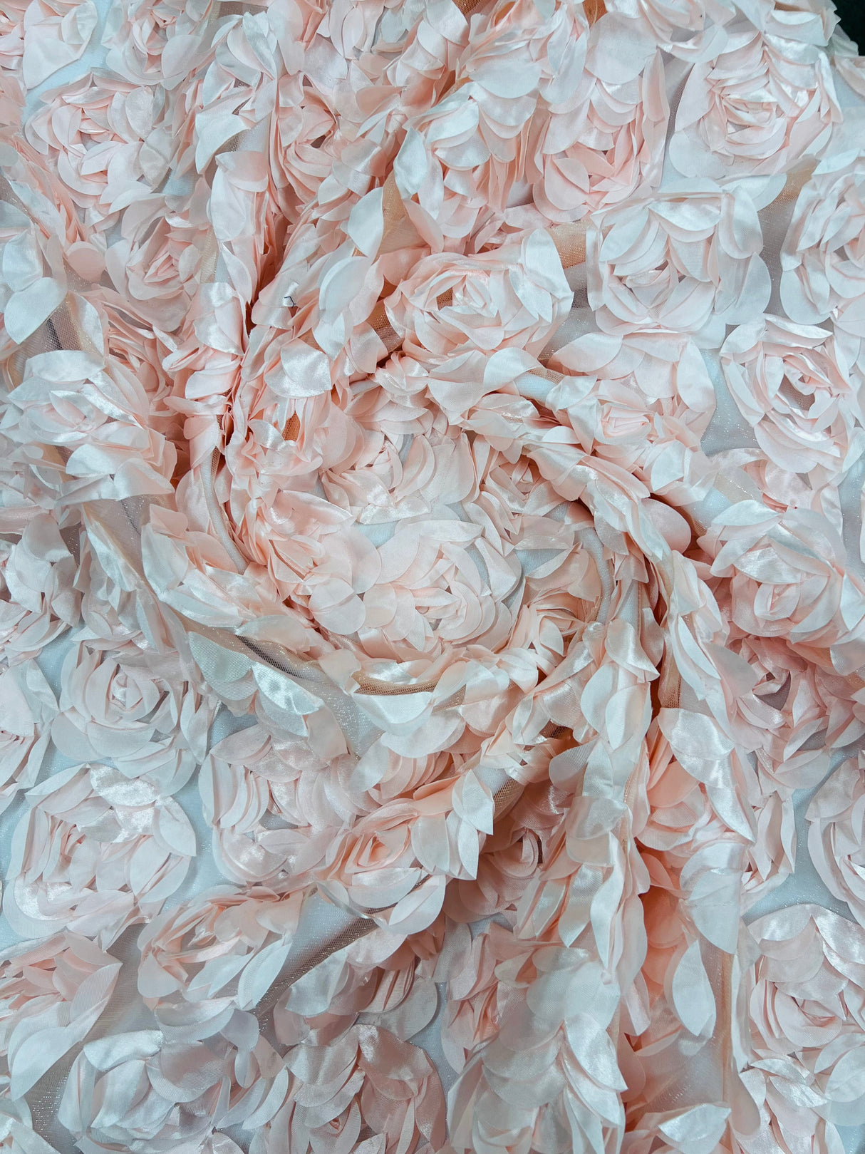 3D Roses On A Mesh Fabric - 54" Width, Color Options (1 Yard)