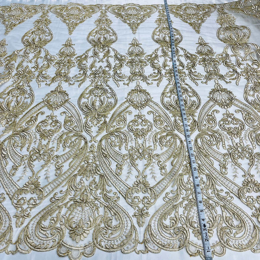 1 Yard Deluxe Corded Bridal Lace Fabric White