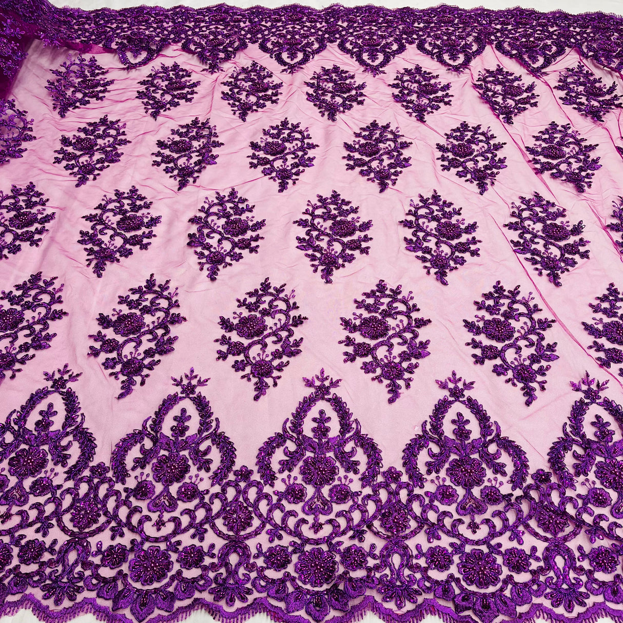 Beaded Corded Bridal Lace Mesh