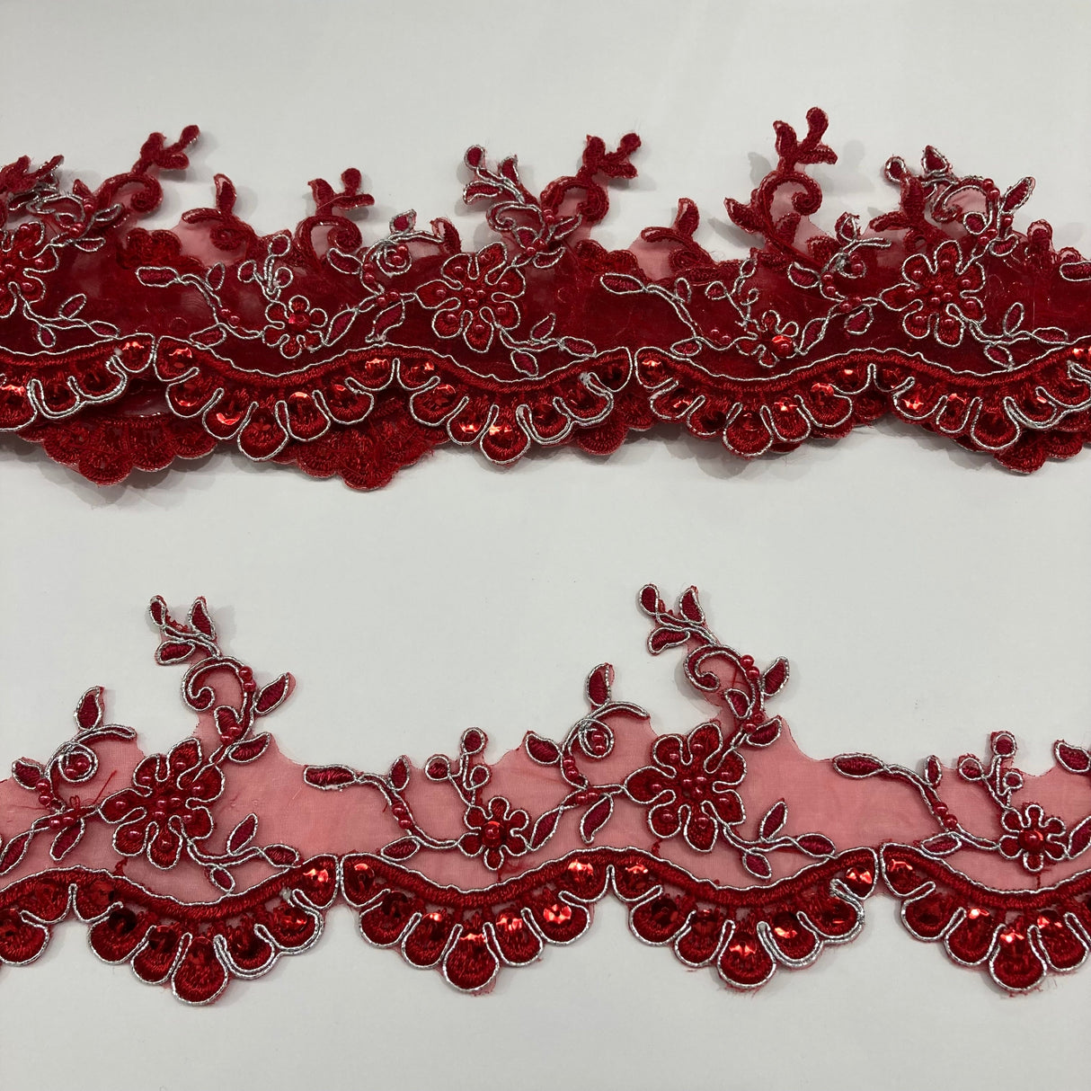 Beaded Corded Lace Trim Metallic