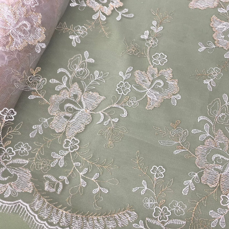 1 Yard Luxury Embroidered Lace Fabric for Bridal Evening Dresses 51 inch Width