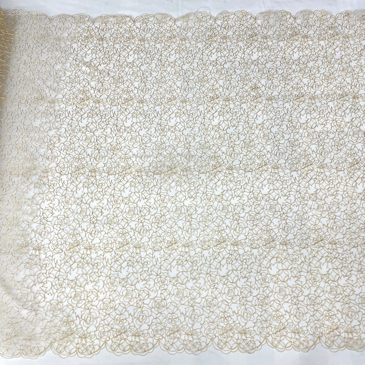 Corded Bridal Lace Fabric Embroidered Net Mesh
