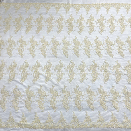 1 Yard Corded Embroidered Bridal Lace Fabric for Wedding Gowns 54 inch Width