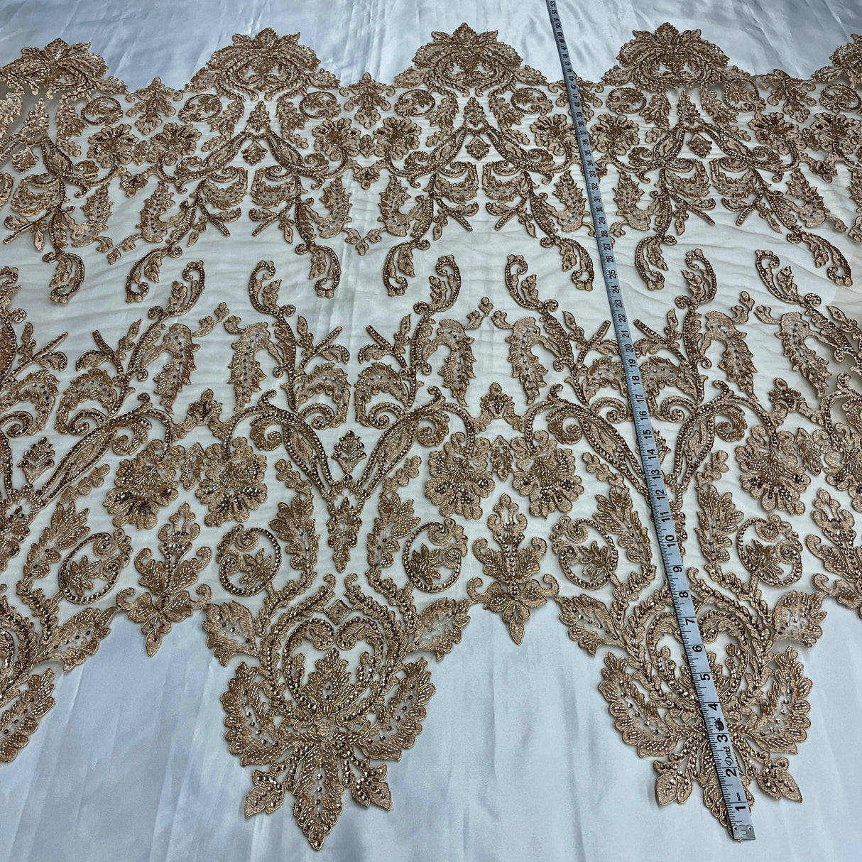 Beaded Corded Bridal Lace Fabric 51" Wide