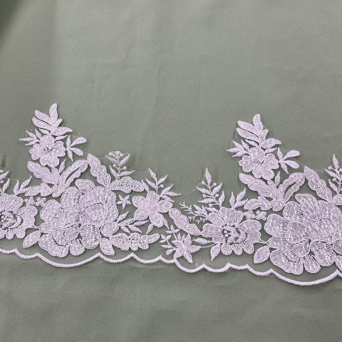 1 Yard Beaded Corded Floral Lace Trimming on 100% Polyester Net Mesh, Elegant Embroidered Lace Fabric