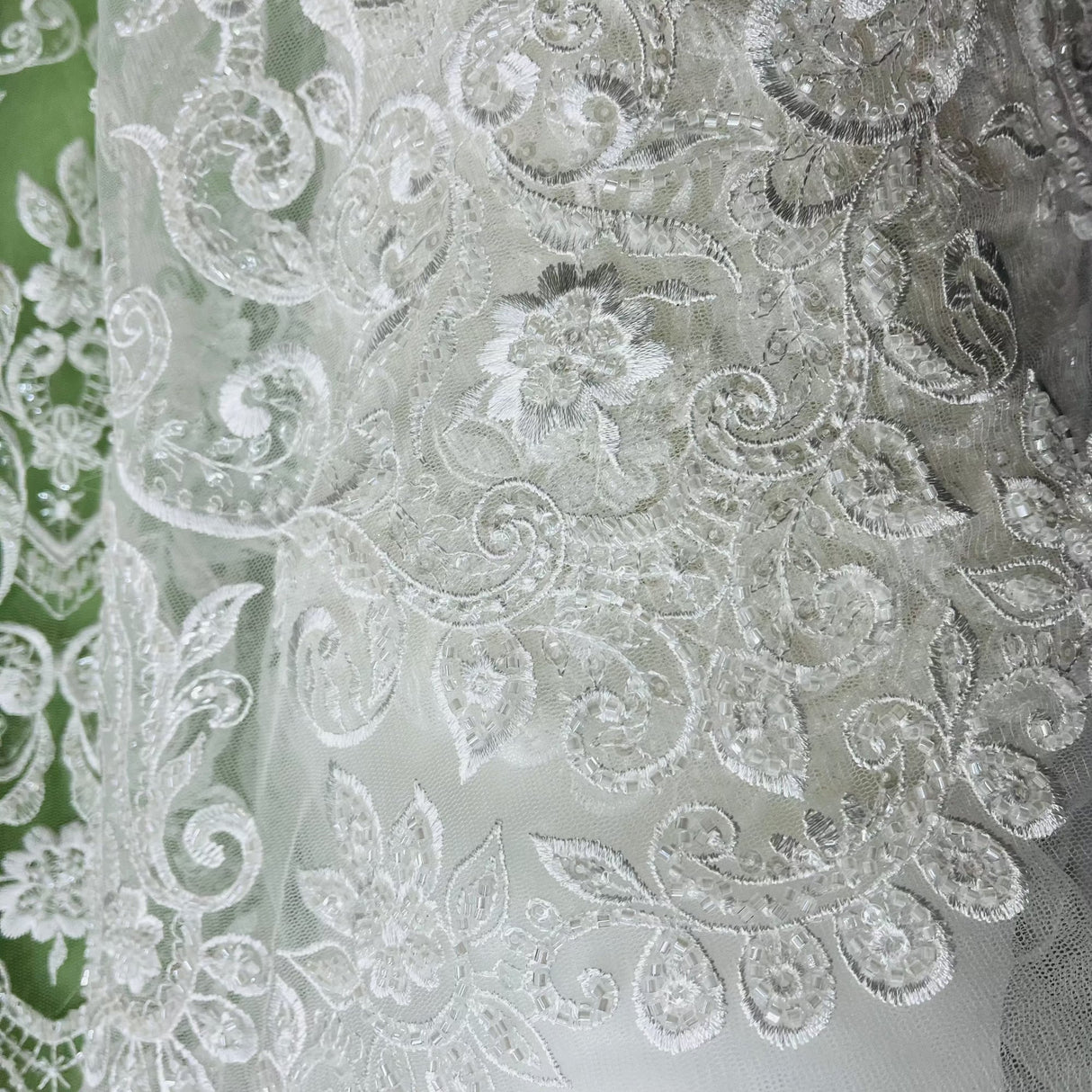 Beaded Sequined Lace Fabric