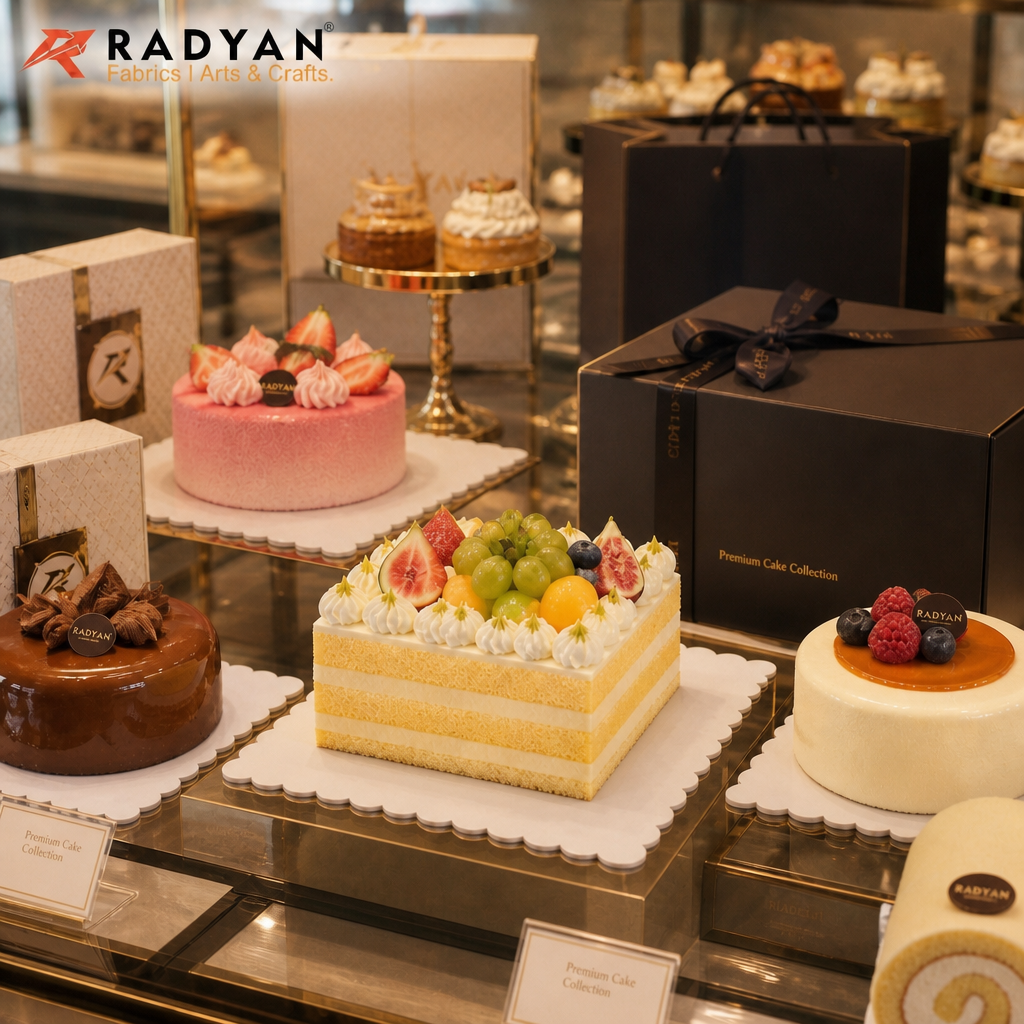 RADYAN 2mm Extra Thick Food Grade Cake Board Waterproof Scalloped Rectangle Cake Tray